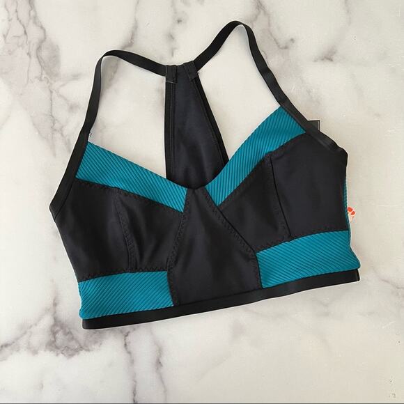 Free People FP Movement Ticket to Paradise Colorblock Sports Bra teal black - Picture 6 of 9